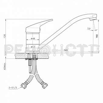 Смеситель для кухни, латунь KS-3011-15-32, d35 Lucky Tap. Фото N2