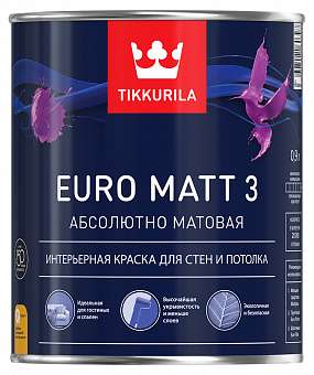 Краска Tikkurila EURO MATT 3 латексная интерьерная матовая. Фото N6