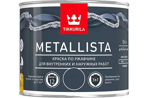 Краска 3в1 молотковая Tikkurila Metallista черная 0,4л