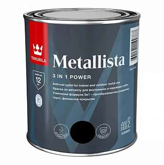 Краска 3в1 молотковая Tikkurila Metallista черная 0,9л 