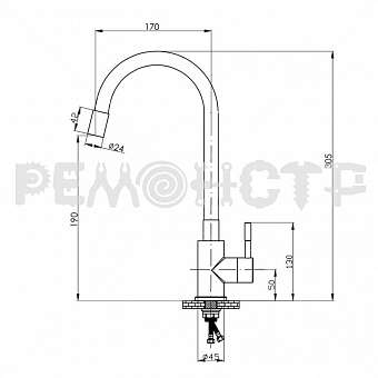 Смеситель для кухни, латунь KD-4023-03-45, d40 Lucky Tap. Фото N2