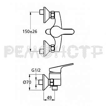 Смеситель для душа, латунь без излива SH-3003-31, d35 Lucky Tap. Фото N2