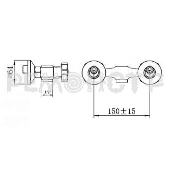 Смеситель для душа, силумин без излива SHD-2002S-58, 1/2' Lucky Tap. Фото N2