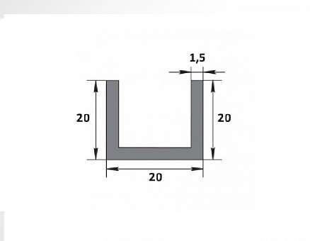 Швеллер 20х20х20х1,5мм Шв 09.2000.500 без покрытия. Фото N2